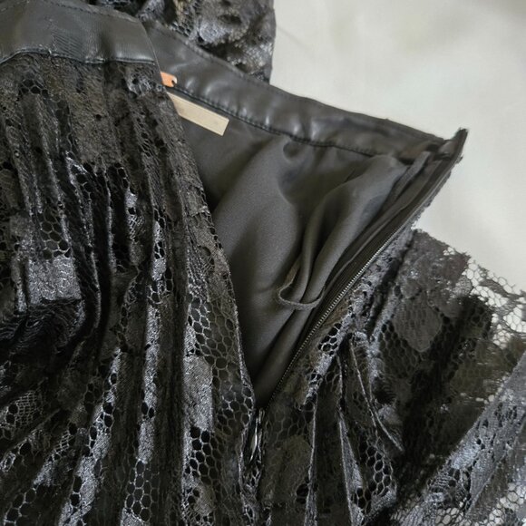 Free People Pretty Pleats Lace Skirt SZ 4 Black - Picture 9 of 14